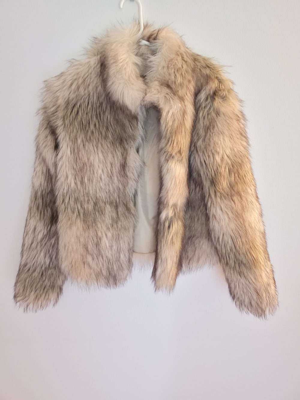 Fashion Nova Faux Fur Teddy Jacket in Taupe Blend